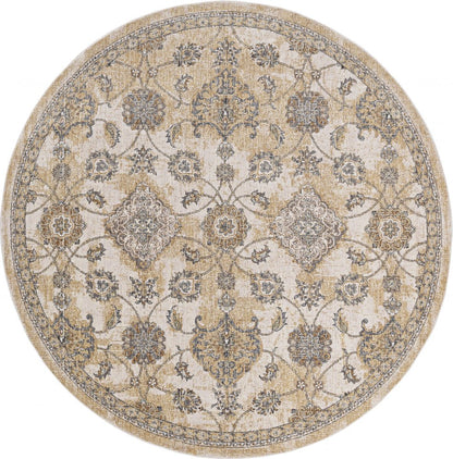 2' X 3' Ivory Beige And Gray Wool Floral Medallion Area Rug