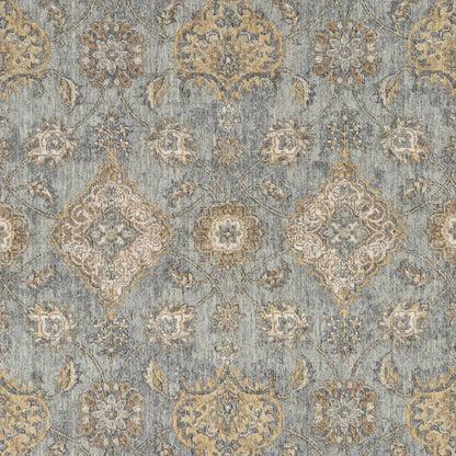 2' X 3' Sage Orange And Gray Wool Floral Distressed Area Rug