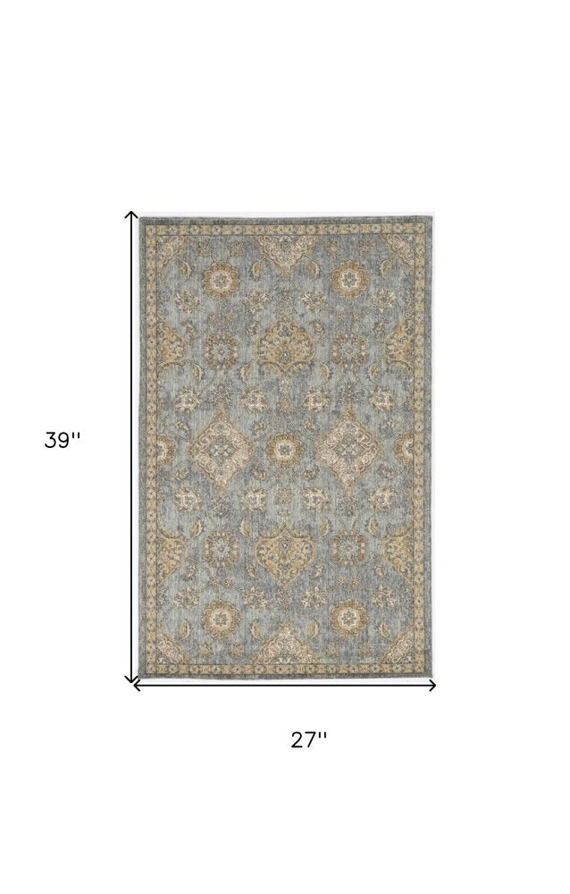 9' Sage Orange And Gray Wool Floral Distressed Round Rug