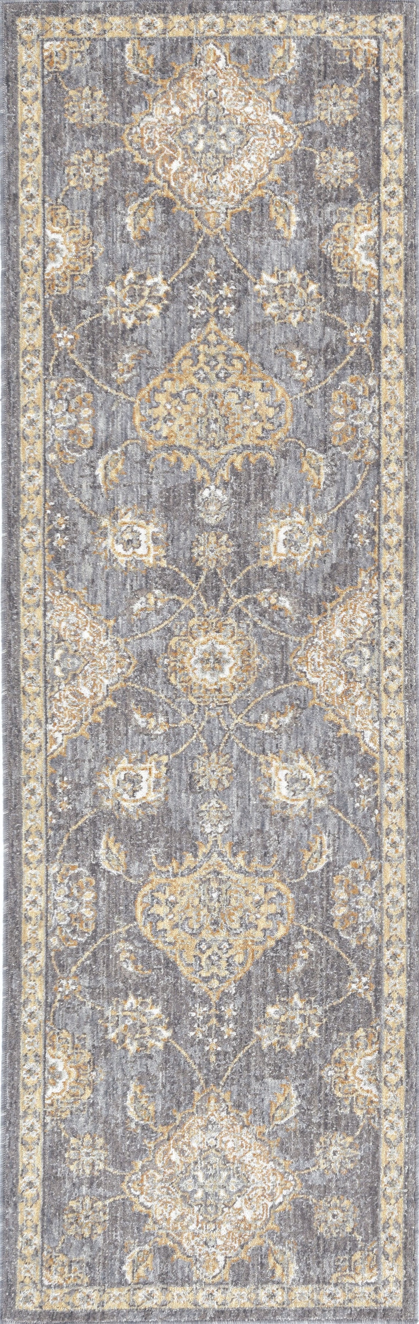 2' X 3' Sage Orange And Gray Wool Floral Distressed Area Rug