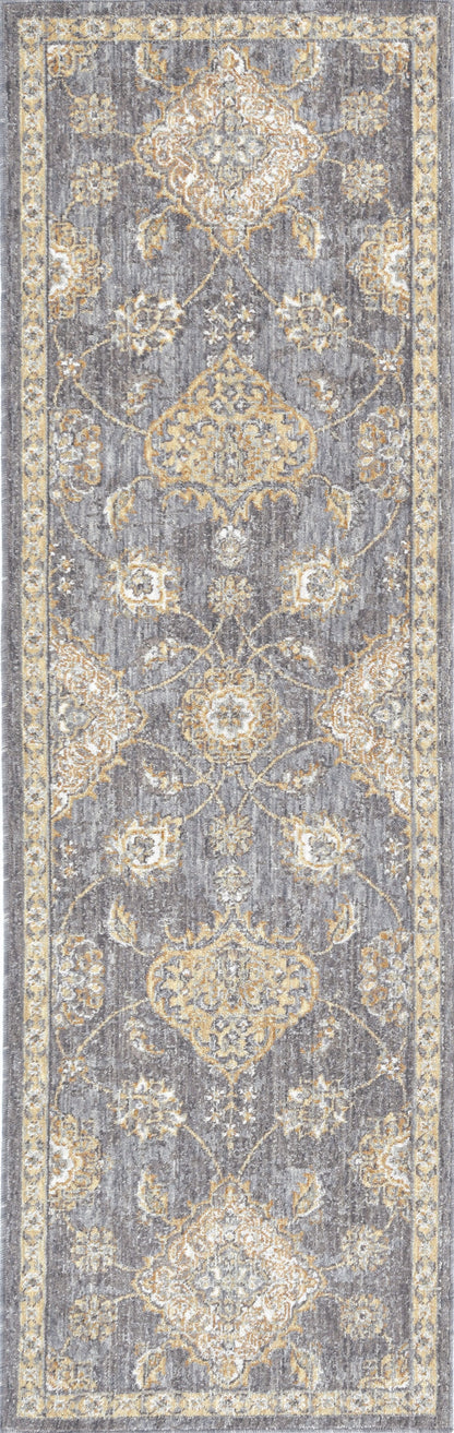 2' X 3' Sage Orange And Gray Wool Floral Distressed Area Rug