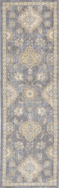 8' Sage Orange And White Wool Floral Distressed Runner Rug