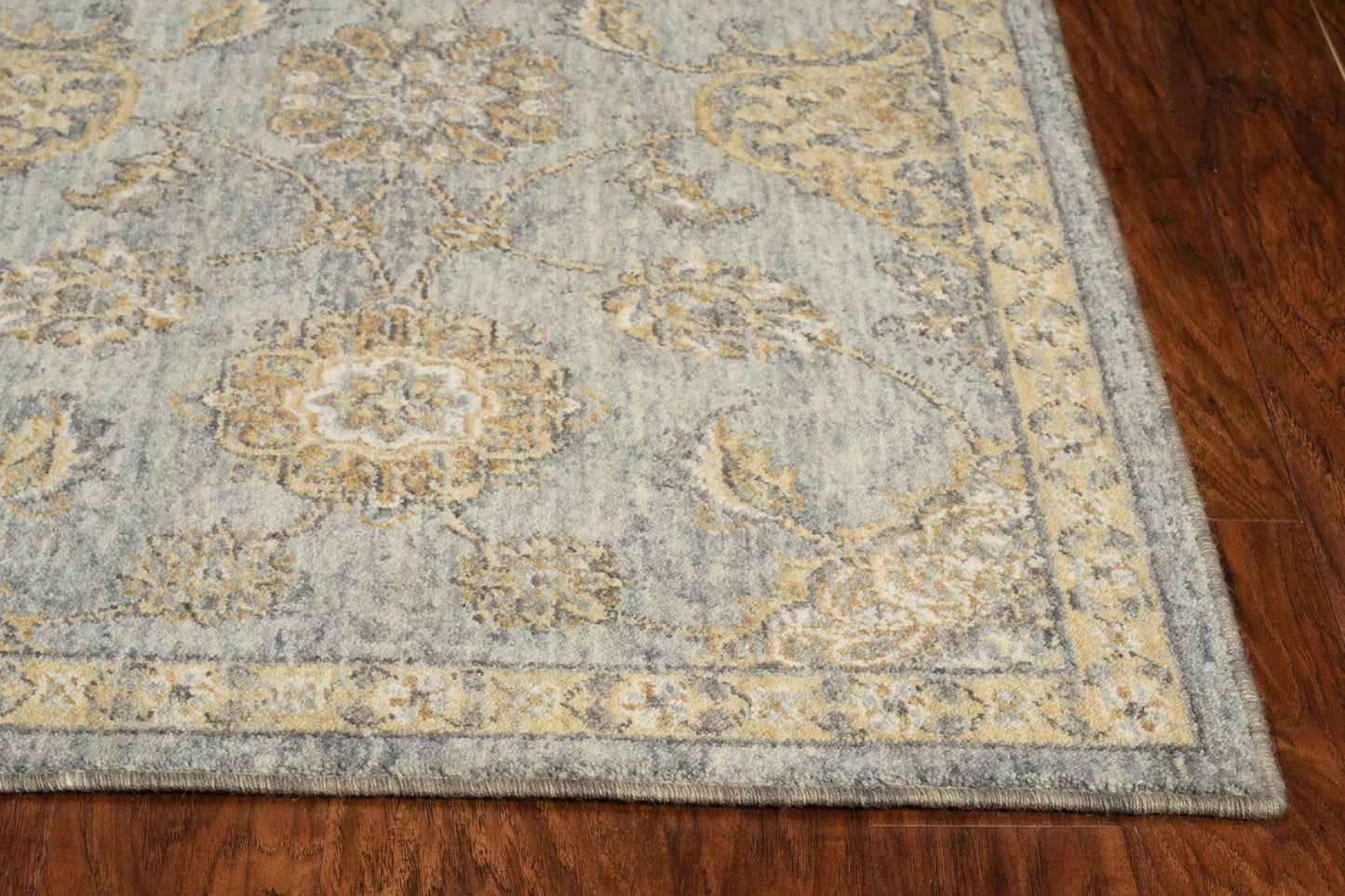 2' X 3' Sage Orange And Gray Wool Floral Distressed Area Rug