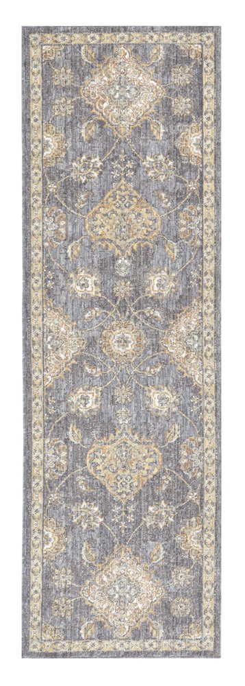 9' Sage Orange And Gray Wool Floral Distressed Round Rug