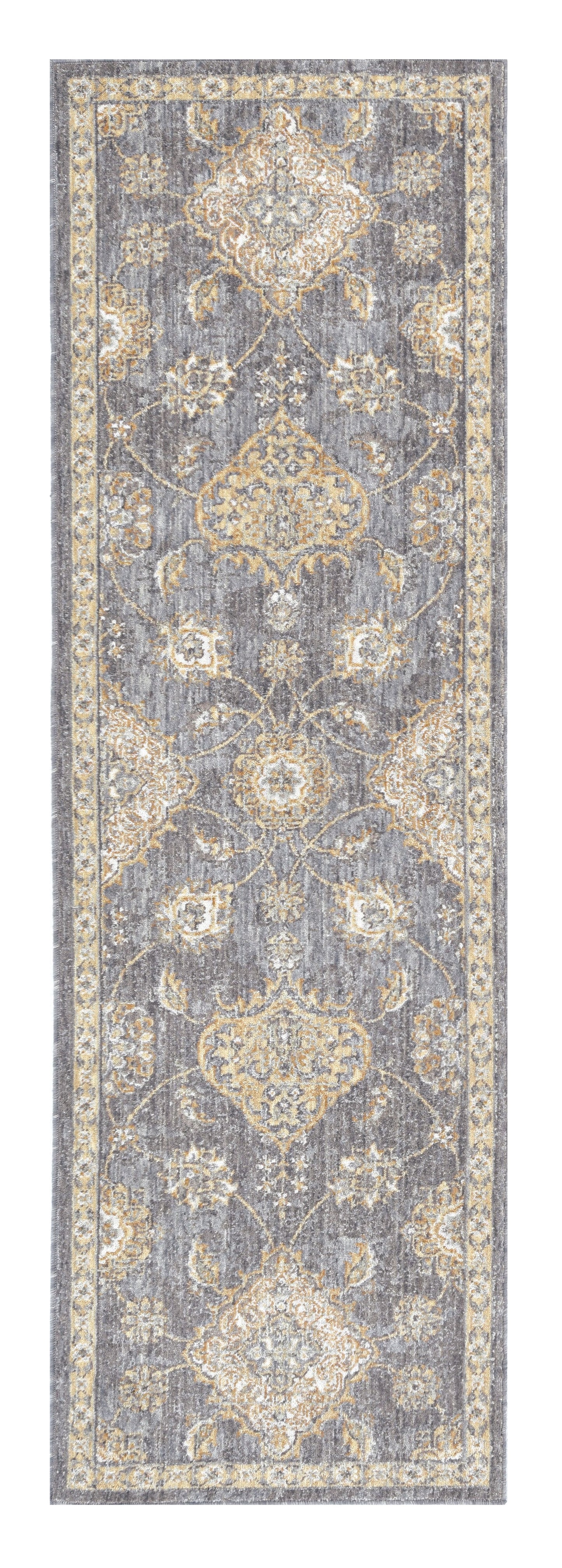2' X 3' Sage Orange And Gray Wool Floral Distressed Area Rug