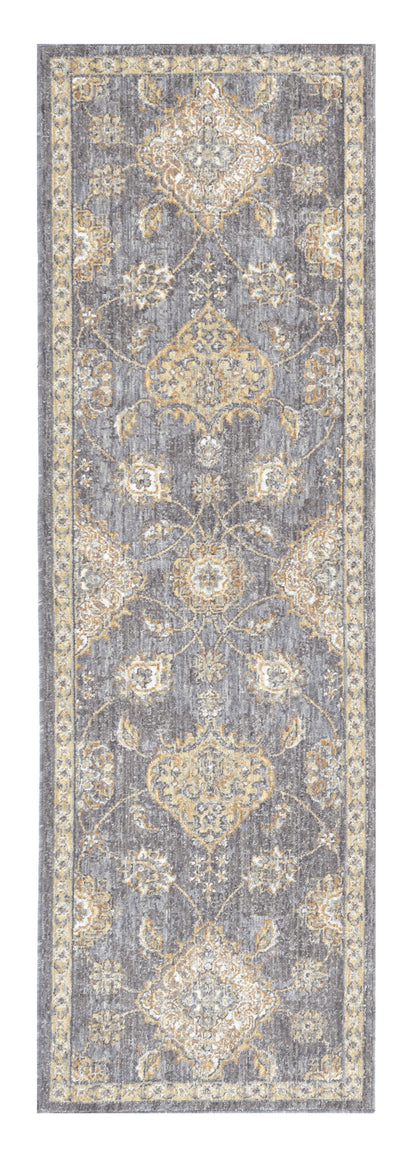 2' X 3' Sage Orange And Gray Wool Floral Distressed Area Rug