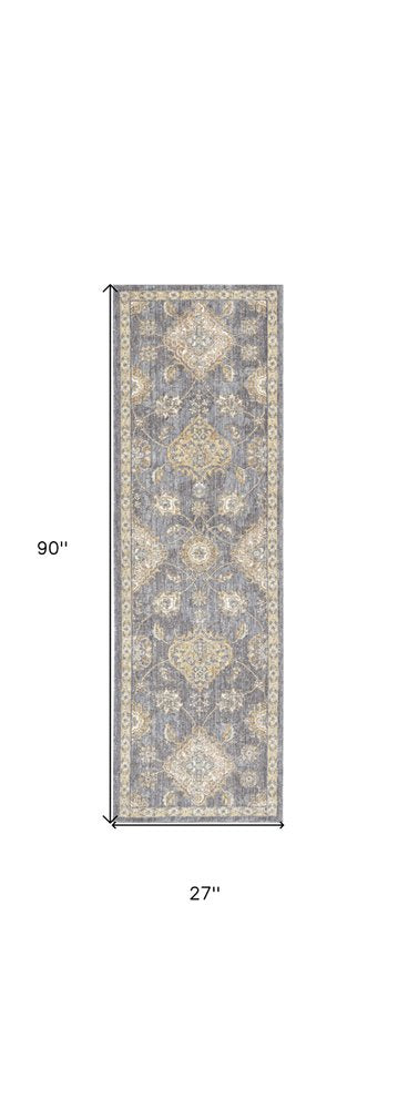 2' X 3' Sage Orange And Gray Wool Floral Distressed Area Rug