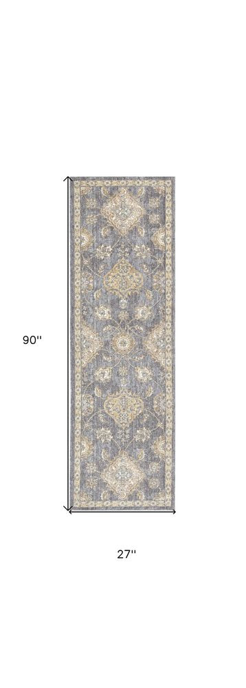9' Sage Orange And Gray Wool Floral Distressed Round Rug