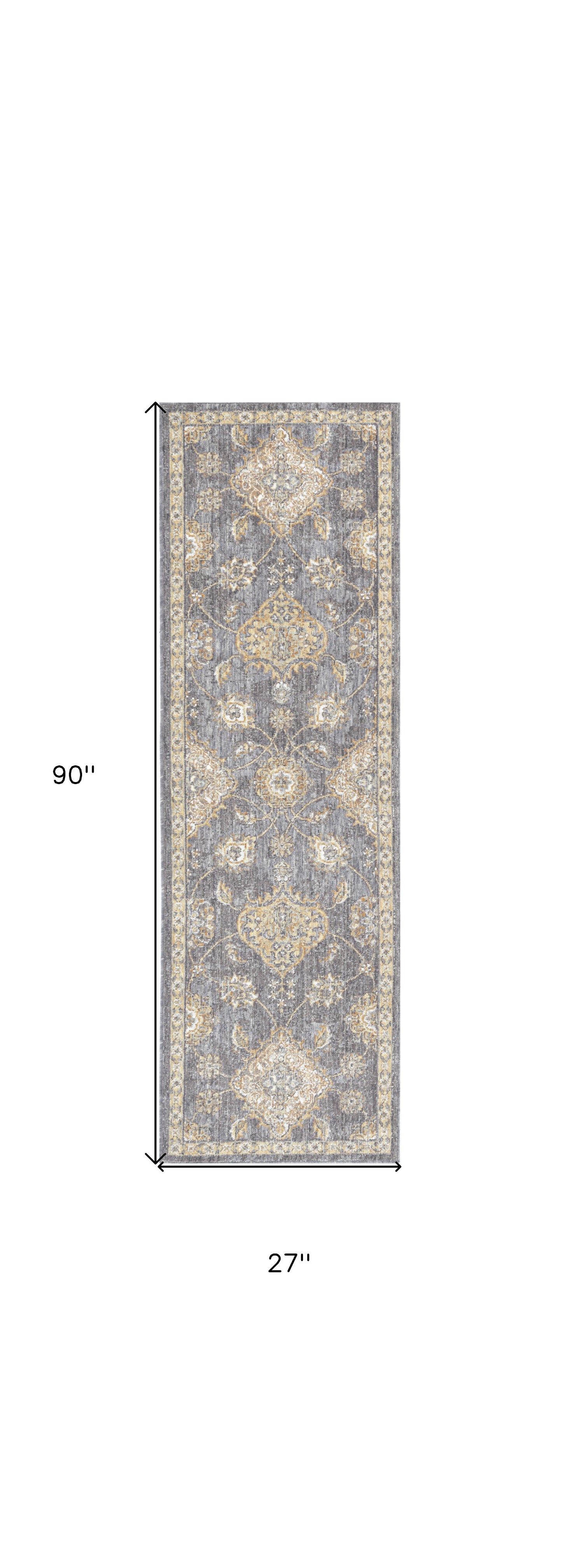2' X 3' Sage Orange And Gray Wool Floral Distressed Area Rug