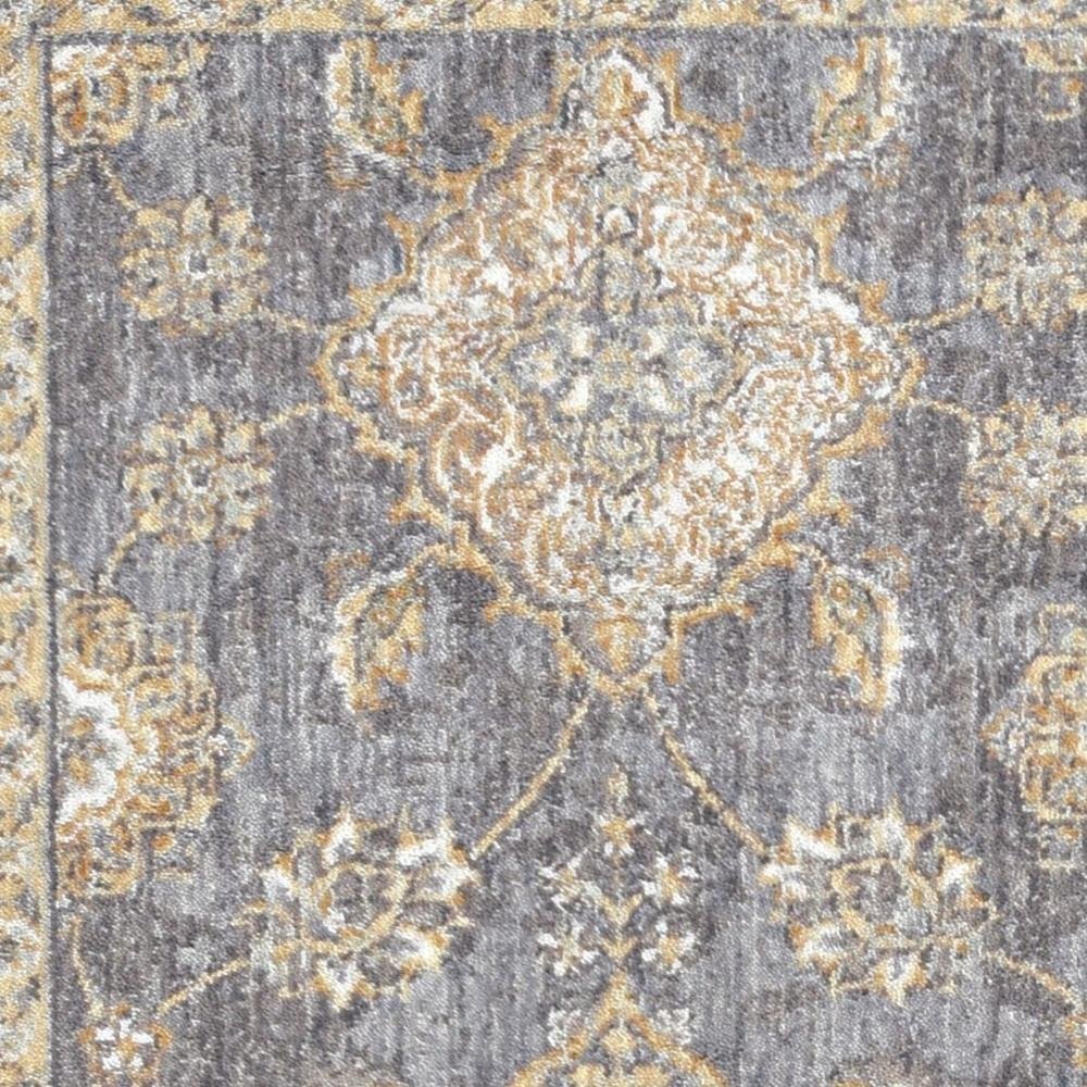 9' Sage Orange And Gray Wool Floral Distressed Round Rug