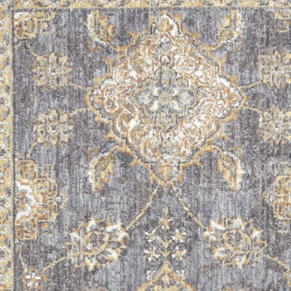 9' Sage Orange And Gray Wool Floral Distressed Round Rug