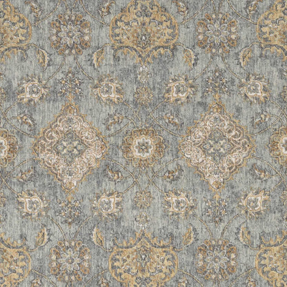 2' X 3' Sage Orange And Gray Wool Floral Distressed Area Rug