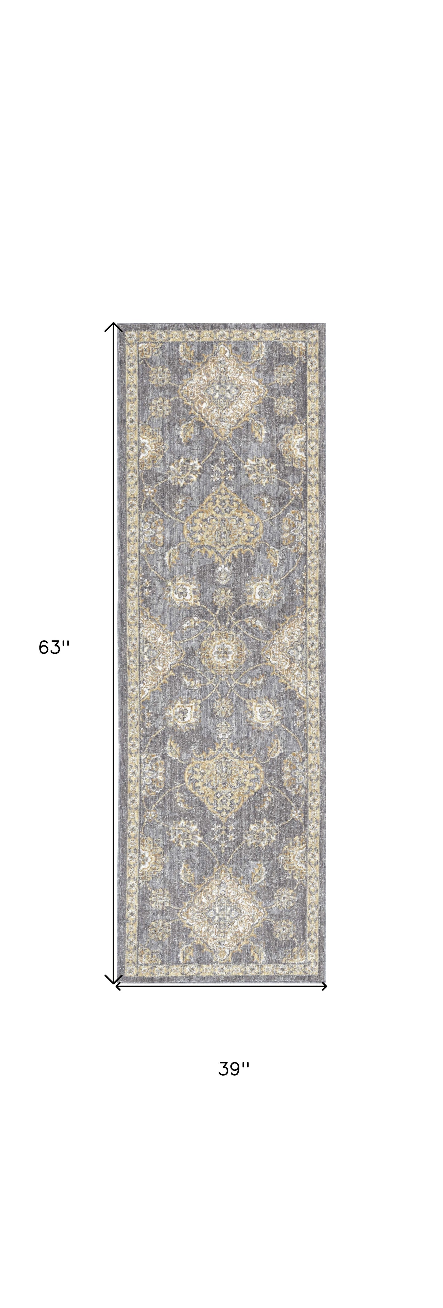 2' X 3' Sage Orange And Gray Wool Floral Distressed Area Rug
