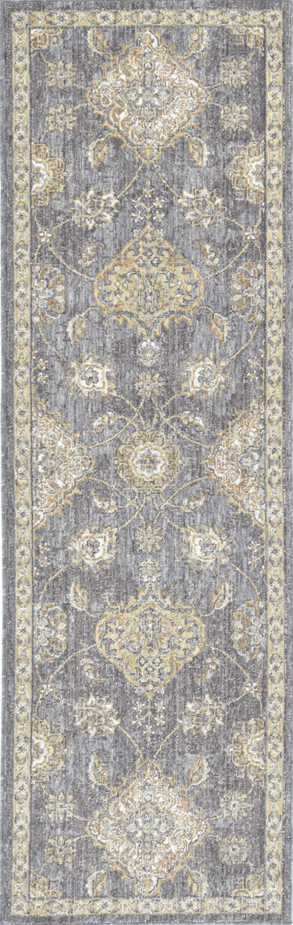 2' X 3' Sage Orange And Gray Wool Floral Distressed Area Rug