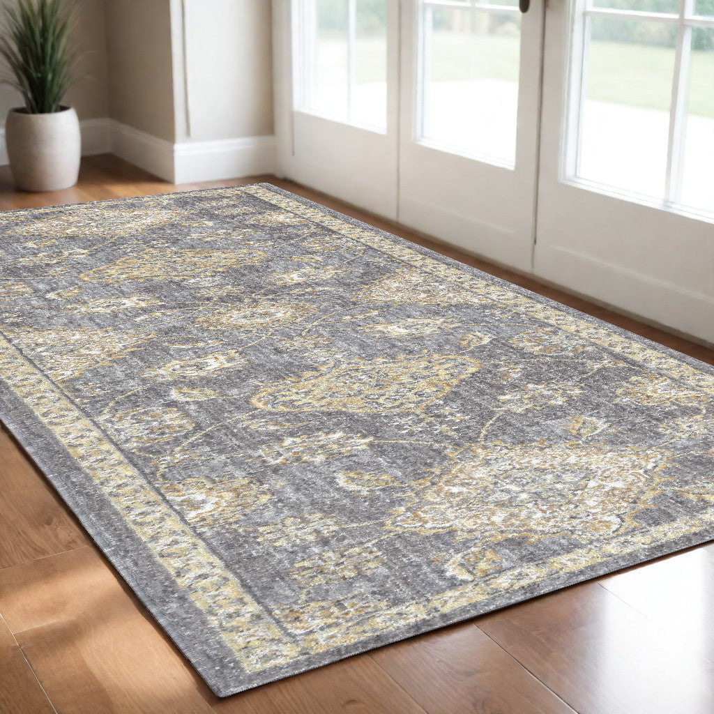 8' Sage Green Machine Woven Vintage Traditional Indoor Runner Rug