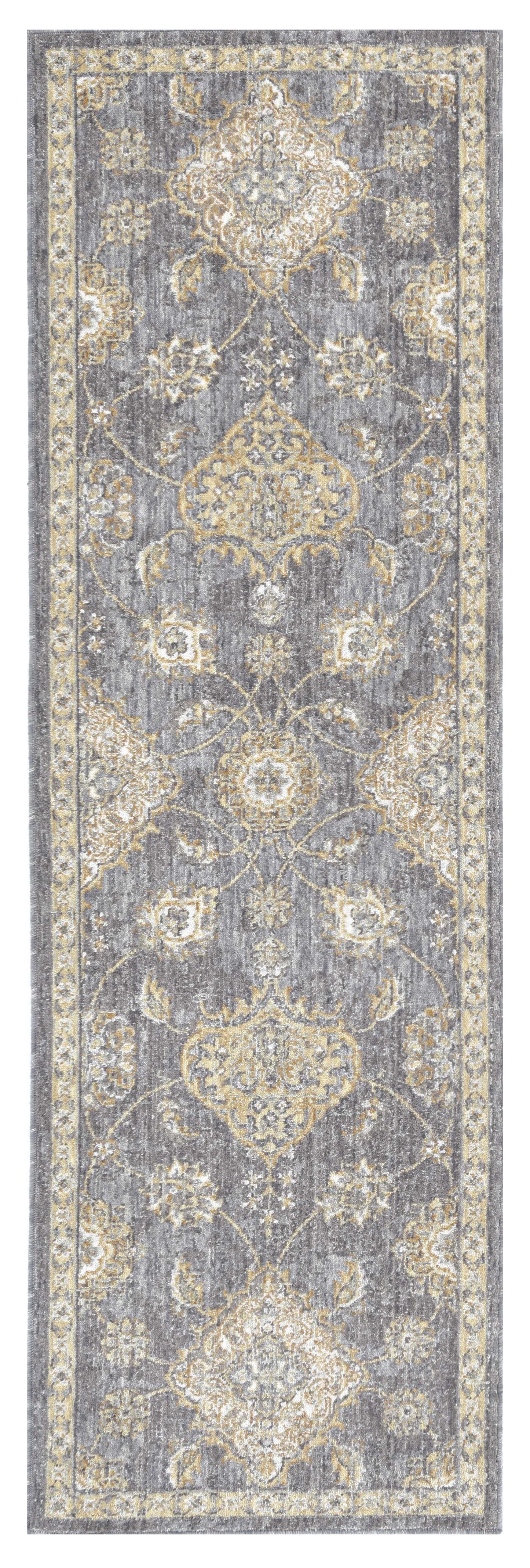 2' X 3' Sage Orange And Gray Wool Floral Distressed Area Rug