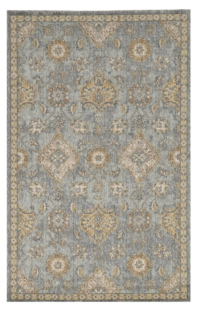 2' X 3' Sage Orange And Gray Wool Floral Distressed Area Rug