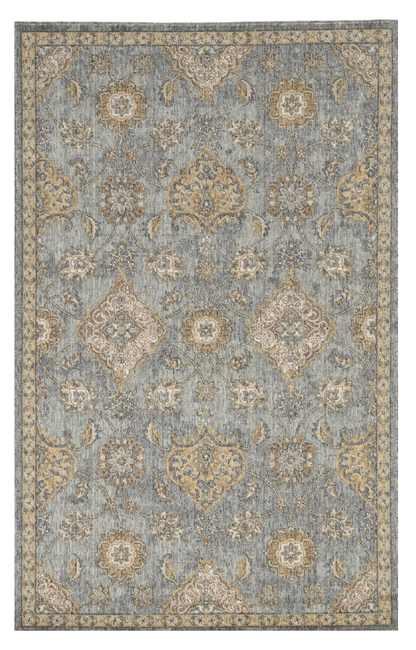 2' X 3' Sage Orange And Gray Wool Floral Distressed Area Rug