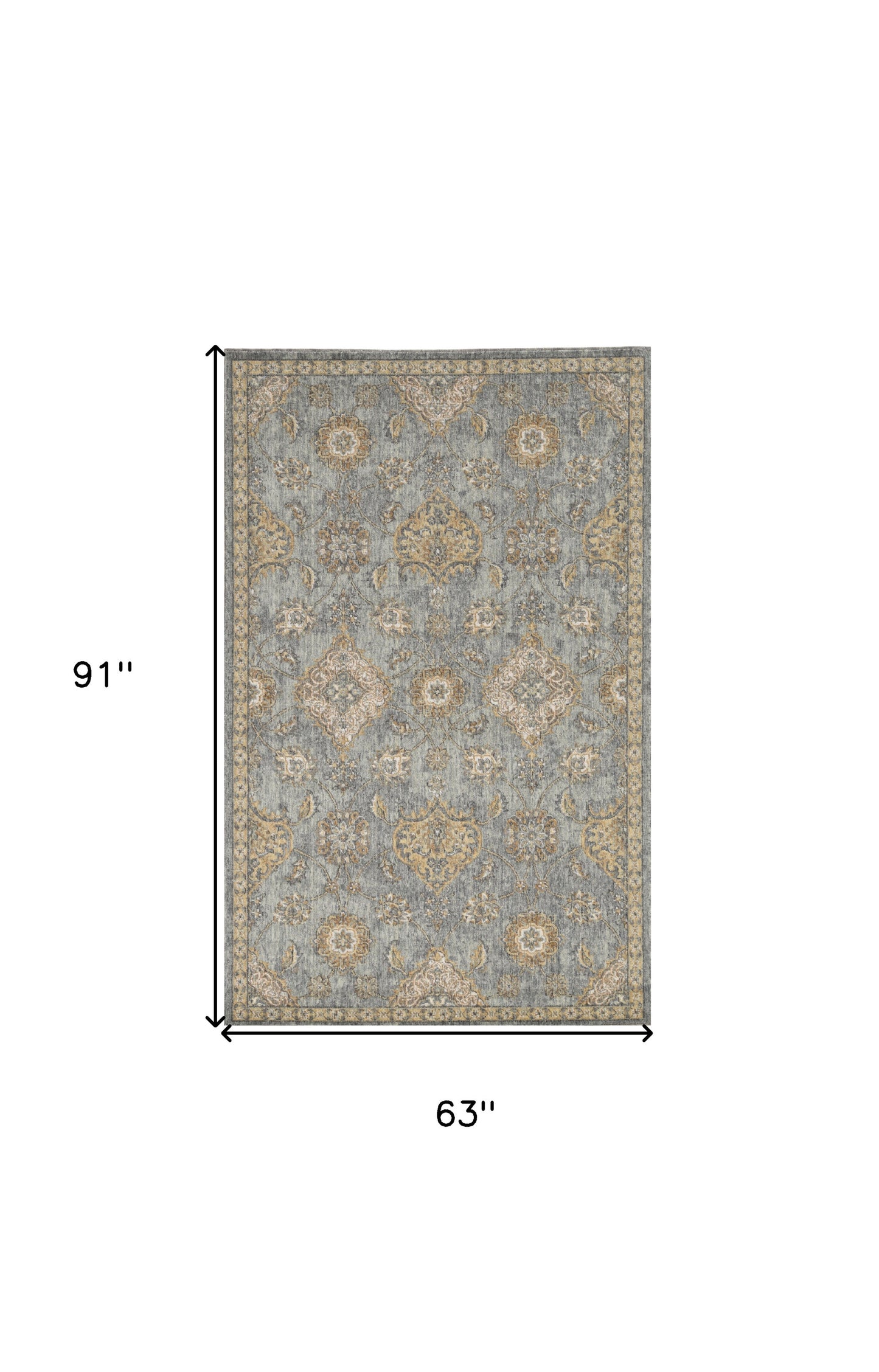 2' X 3' Sage Orange And Gray Wool Floral Distressed Area Rug