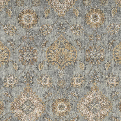 2' X 3' Sage Orange And Gray Wool Floral Distressed Area Rug