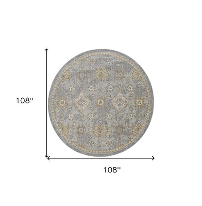 2' X 3' Sage Orange And Gray Wool Floral Distressed Area Rug