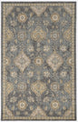 7' Sage And Slate Gray Wool Floral Medallion Runner Rug
