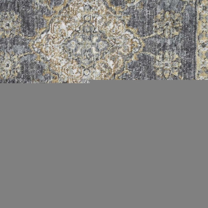 8' X 11' Sage And Slate Gray Wool Floral Medallion Distressed Area Rug
