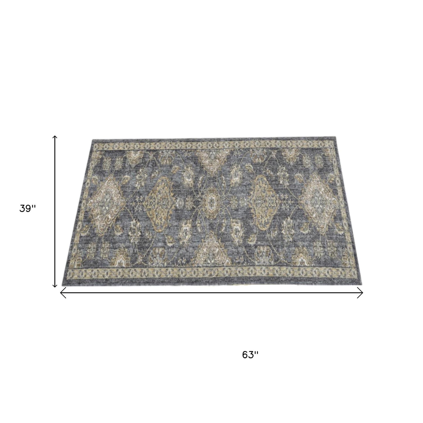7' Sage And Slate Gray Wool Floral Medallion Runner Rug