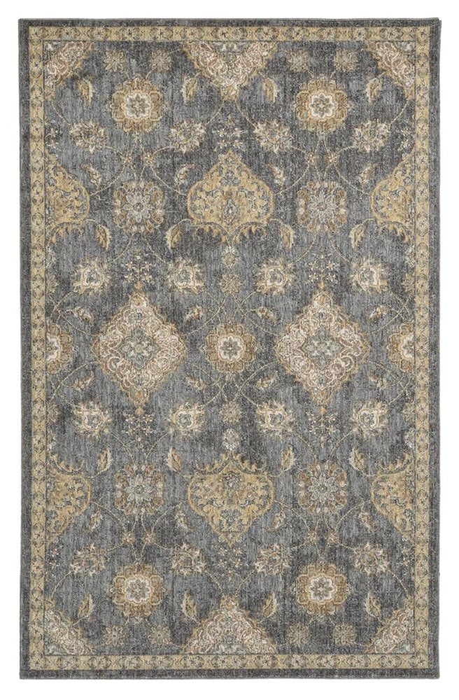 7' Sage And Slate Gray Wool Floral Medallion Runner Rug