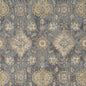 7' Sage And Slate Gray Wool Floral Medallion Runner Rug