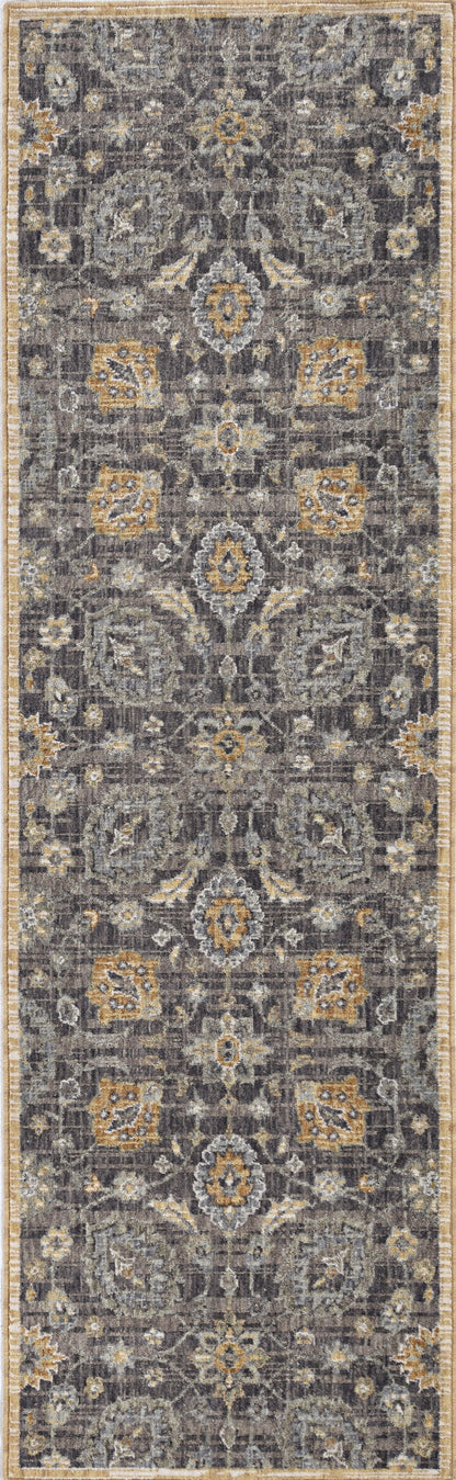9' Taupe Orange And Gray Wool Floral Distressed Round Rug