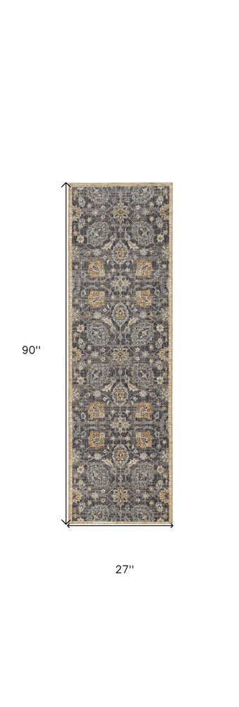 9' X 13' Taupe Orange And Gray Wool Floral Distressed Area Rug