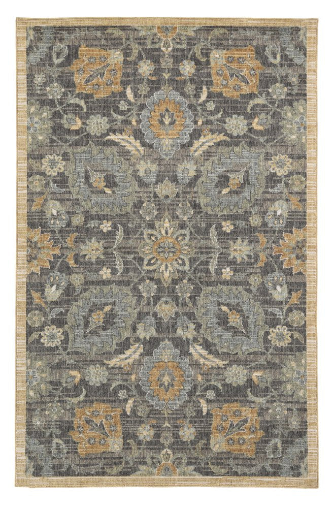 8' Taupe Orange And Gray Wool Floral Distressed Runner Rug
