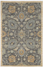9' X 13' Taupe Orange And Gray Wool Floral Distressed Area Rug
