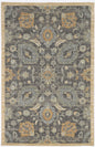8' Taupe Orange And Gray Wool Floral Distressed Runner Rug
