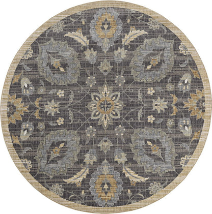 8' Taupe Orange And Gray Wool Floral Distressed Runner Rug