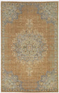 5' X 7' Brown And Gray Wool Medallion Area Rug
