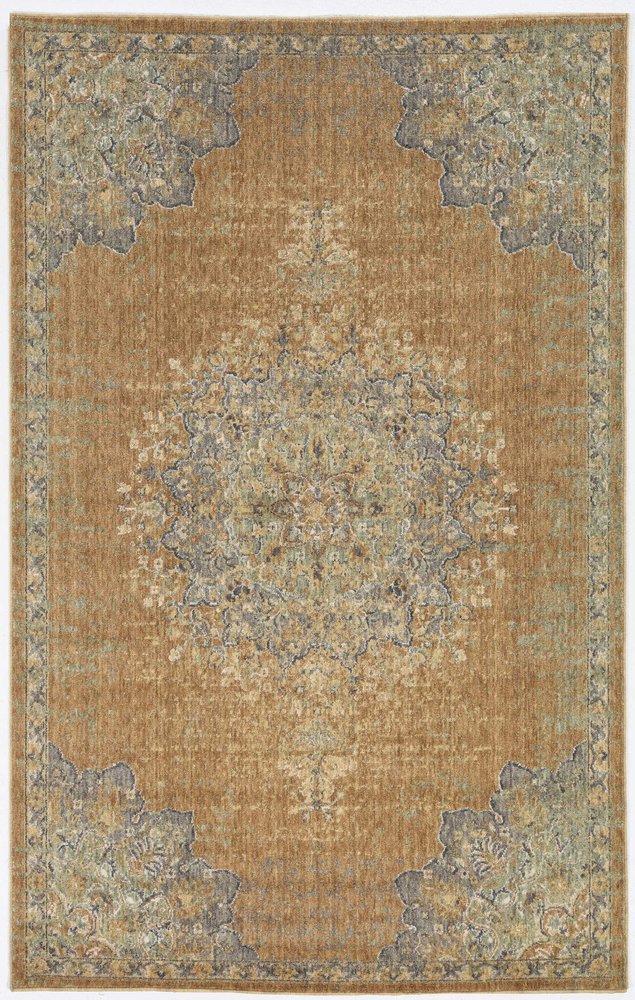 5' X 7' Brown And Gray Wool Medallion Area Rug