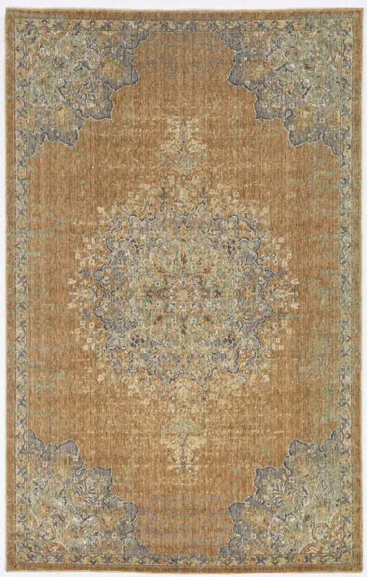 8' X 11' Brown And Gray Wool Medallion Distressed Area Rug