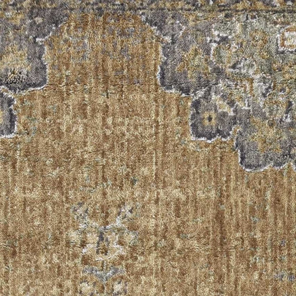 5' X 7' Brown And Gray Wool Medallion Area Rug