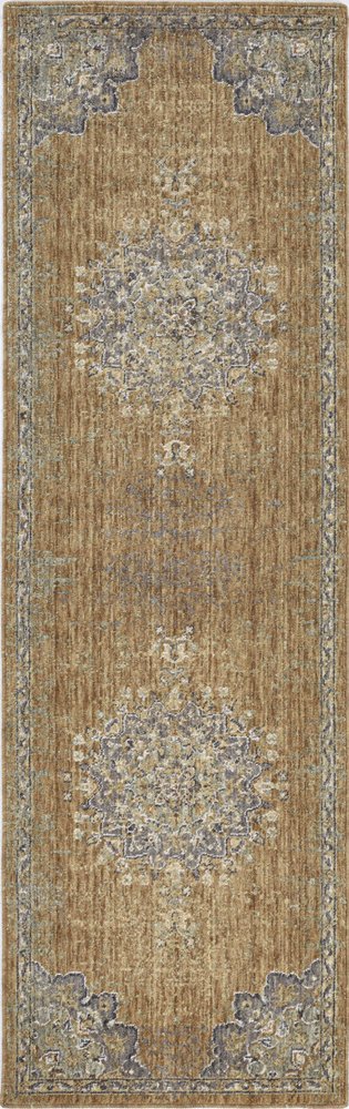 5' X 7' Brown And Gray Wool Medallion Area Rug
