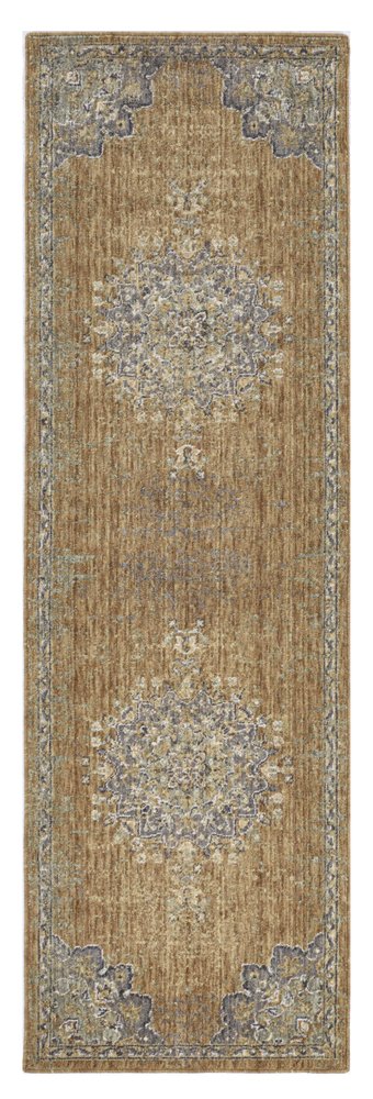 5' X 7' Brown And Gray Wool Medallion Area Rug