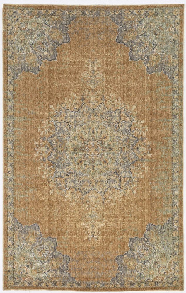 8' X 11' Brown And Gray Wool Medallion Distressed Area Rug