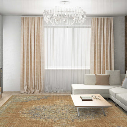 5' X 7' Brown And Gray Wool Medallion Area Rug