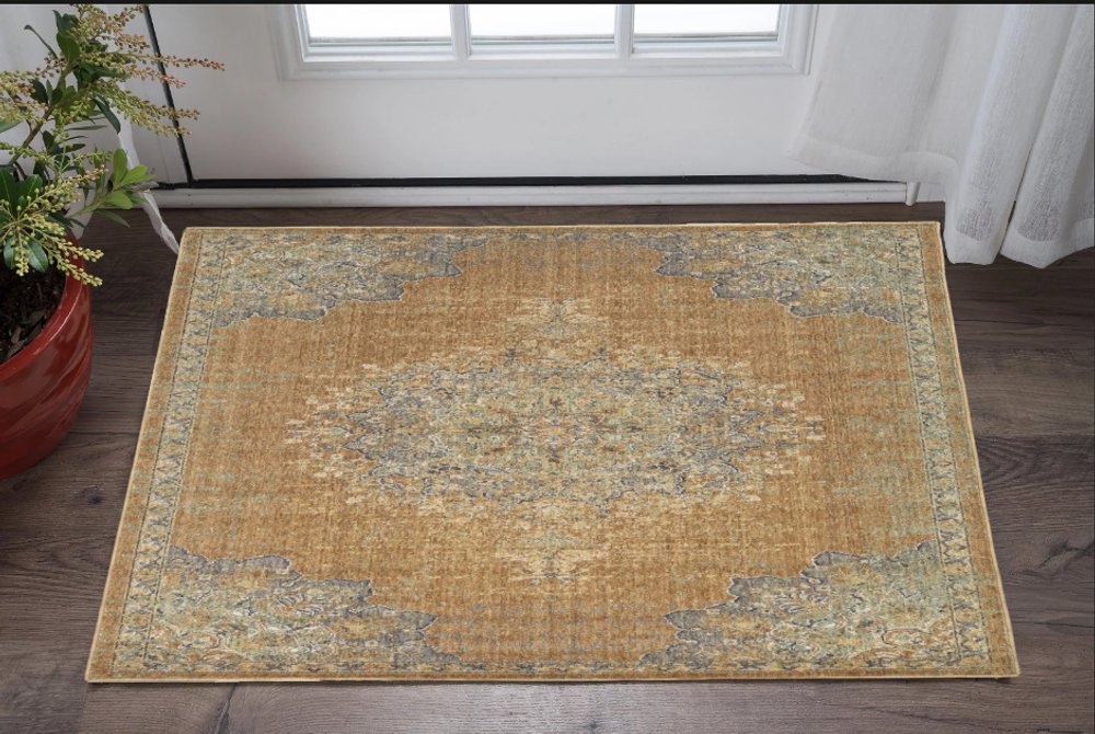 5' X 7' Brown And Gray Wool Medallion Area Rug