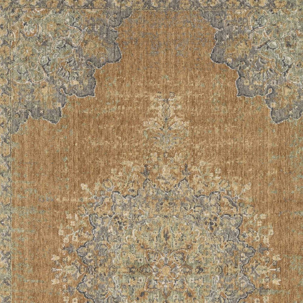 5' X 7' Brown And Gray Wool Medallion Area Rug