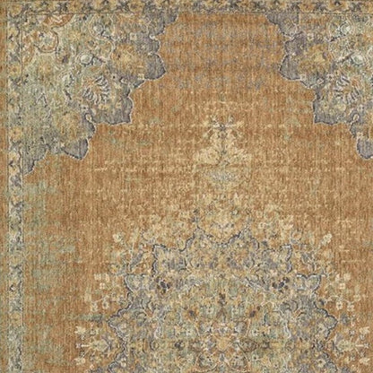 5' X 7' Brown And Gray Wool Medallion Area Rug