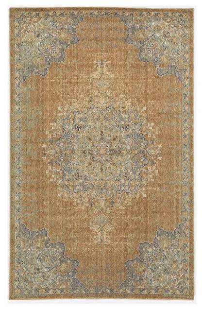 5' X 7' Brown And Gray Wool Medallion Area Rug