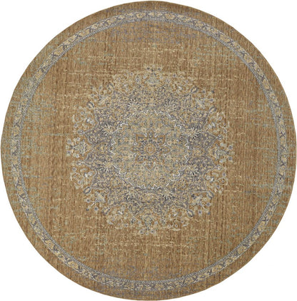 5' X 7' Brown And Gray Wool Medallion Area Rug