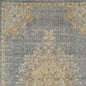 8' Slate Gray And Orange Wool Medallion Distressed Runner Rug